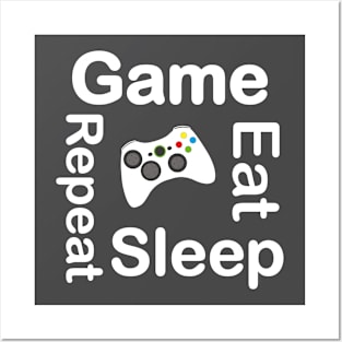 Eat Sleep Game Repeat Gaming Gamer New T-Shirt Gift Fathers Day Posters and Art